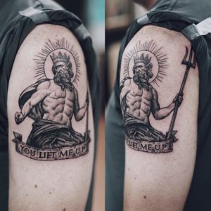 Poseidon Tattoo by Tom Kraky at Electric City Scranton
